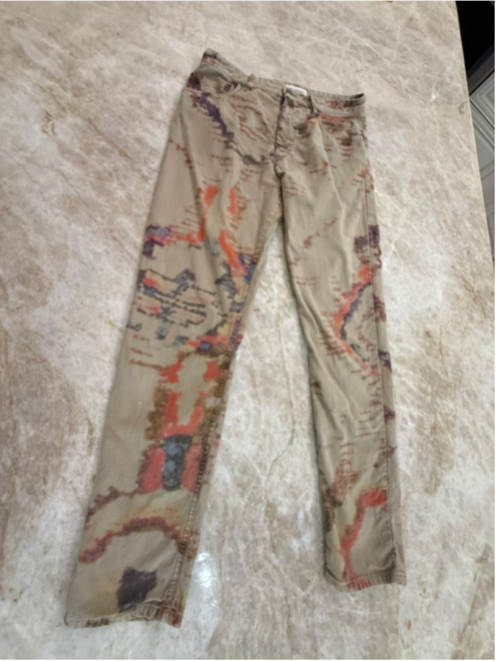 Women's Isabel Marant Étoile Straight Leg Jeans, Multicolor Print, 36 damaged